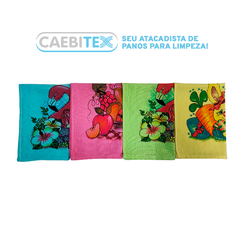 PANO DE PRATO CAROL - ESTAMPADO COLORIDO - 40X65 - CAEBITEX - 1